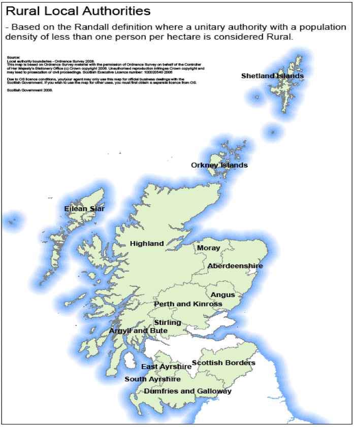 Map 2.4: Rural Local Authorities in Scotland