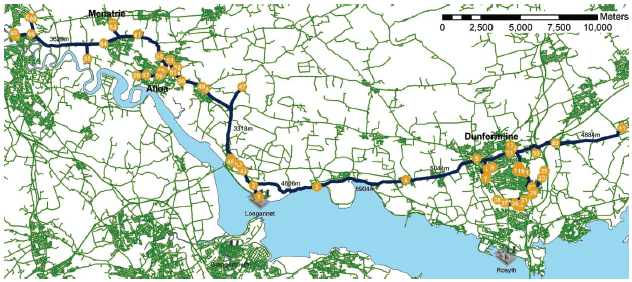 Figure 13 Potential pipe route for Longannet
