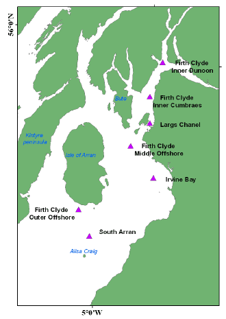 Figure 5.3 Location of sampling sites for each stratum in the Clyde