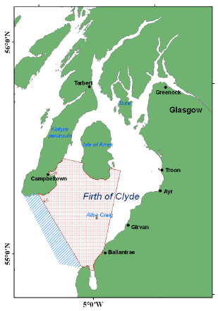 Figure 6.5 Clyde closed areas to fishing for cod.