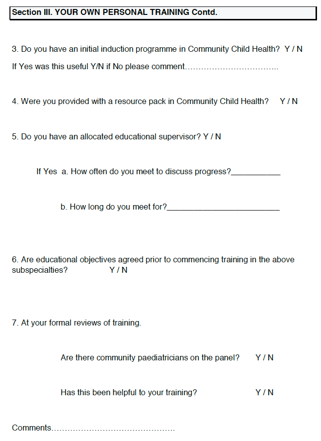 NHS Scotland Paediatric Trainee Questionnaire 2010