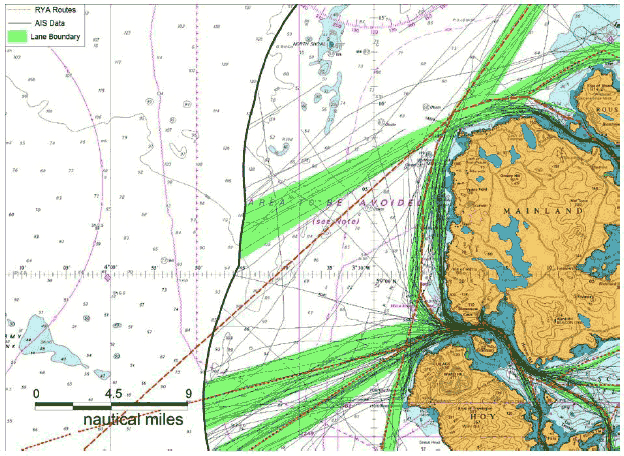 Figure 8.19 Hoy and West Coast of Mainland Orkney Recreational Routes and Lane Boundaries