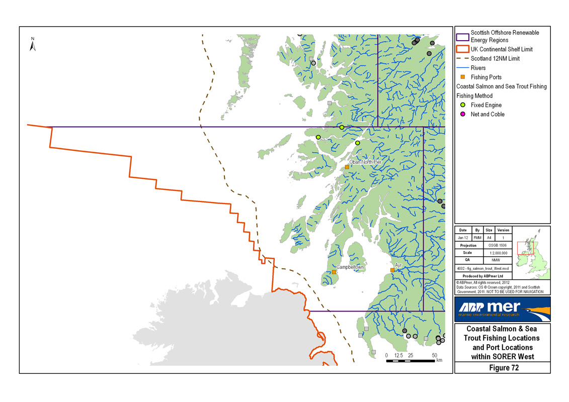 72. Coastal Salmon and Sea Trout Fishing Locations and Port Locations within SOER West