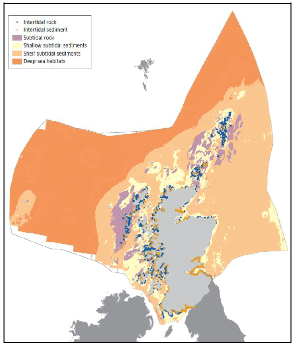 Figure B1.2.1: Modelled Distribution of Habitats in Scottish Waters