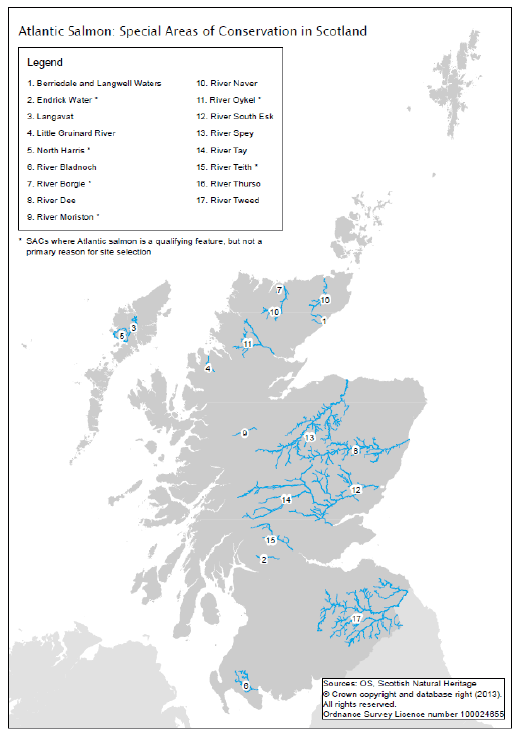 Figure B1.2.3: Atlantic Salmon Special Areas of Conservation in Scotland