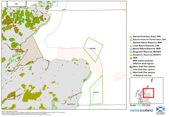 Figure B1.2.8: Biodiversity Designations and Proposed MPSs in the North East (Plan Option Areas)