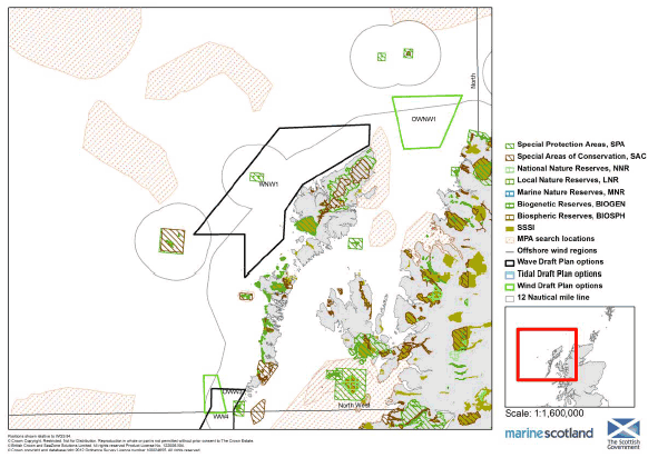 Figure B1.2.30: Biodiversity Designations and Proposed MPAs in the North West (Plan Option Areas)
