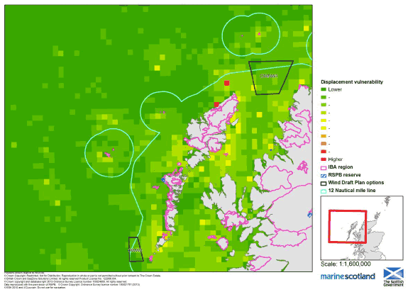 Figure B1.2.35: Seabird Displacement Vulnerability from Wind Energy in the North West (Breeding Season)