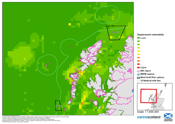 Figure B1.2.36: Seabird Displacement Vulnerability from Wind Energy in the North West (Winter Season)