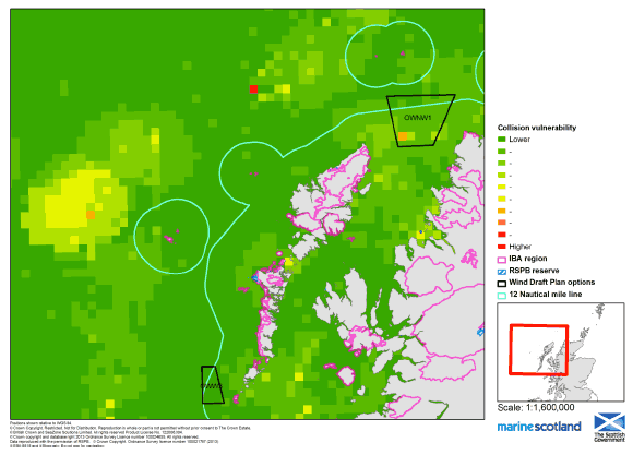 Figure B1.2.38 Seabird Collision Vulnerability from Wind Energy in the North West (Winter Season)