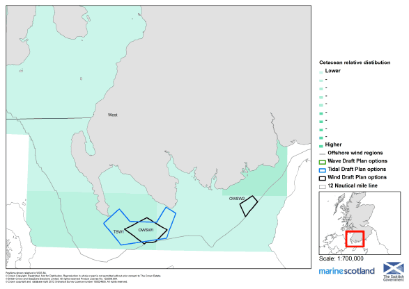 Figure B1.2.58: Cetacean Relative Distribution in the South West (Plan Option Areas)