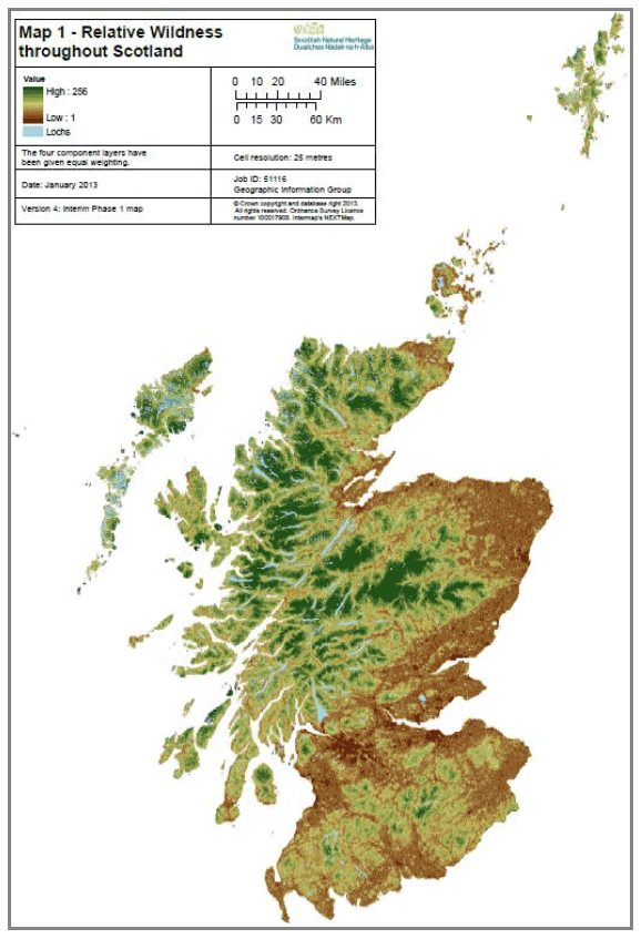 Figure B1.8.3: Map of Relative Wildness in Scotland