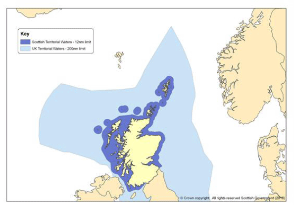 Figure 2.2 Map showing Scottish Territorial Waters and Scottish Offshore Waters