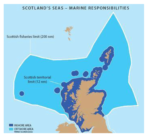 Figure 4.1: Inshore and offshore limits of Scottish territorial waters
