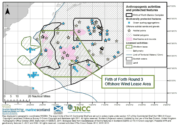 Figure 18 Firth of Forth Banks Complex overlap with Firth of Forth Round 3 area