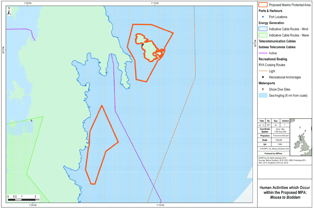 Human Activities which Occur within the Proposed MPA Mousa to Boddam