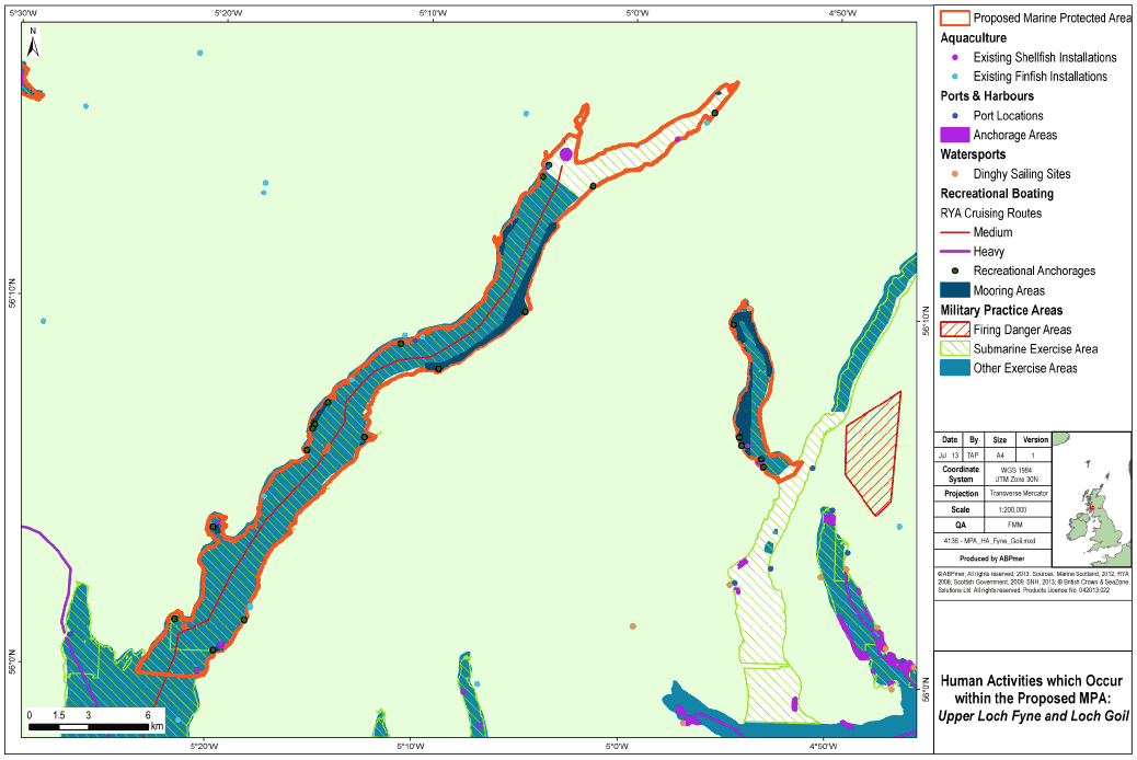 Human Activities which Occur within the Proposed MPA Upper Loch Fyne and Loch Goil