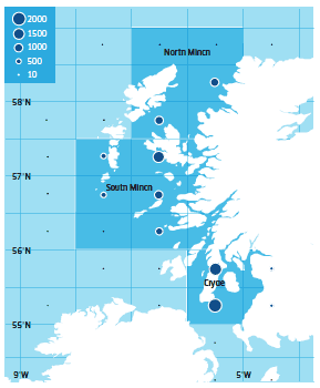 Distribution of Scottish West Coast Nephrops Landings Landings (Tonnes) in 2011 (UK Vessels Into Scotland