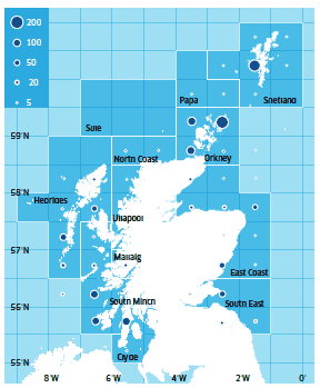 Creel Fishery Assessment Areas and Scottish Lobster Landings in 2011 (Tonnes)