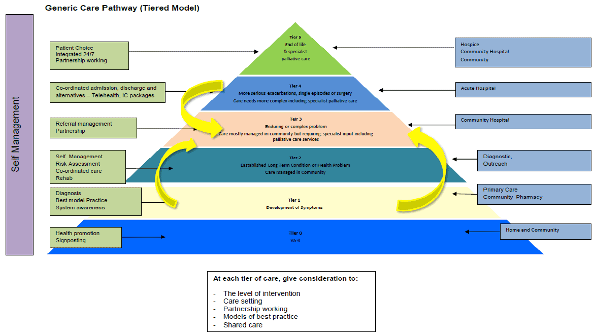 Figure 2. Tiers of Care. Adapted from NHS Forth Valley LTC Collaborative.