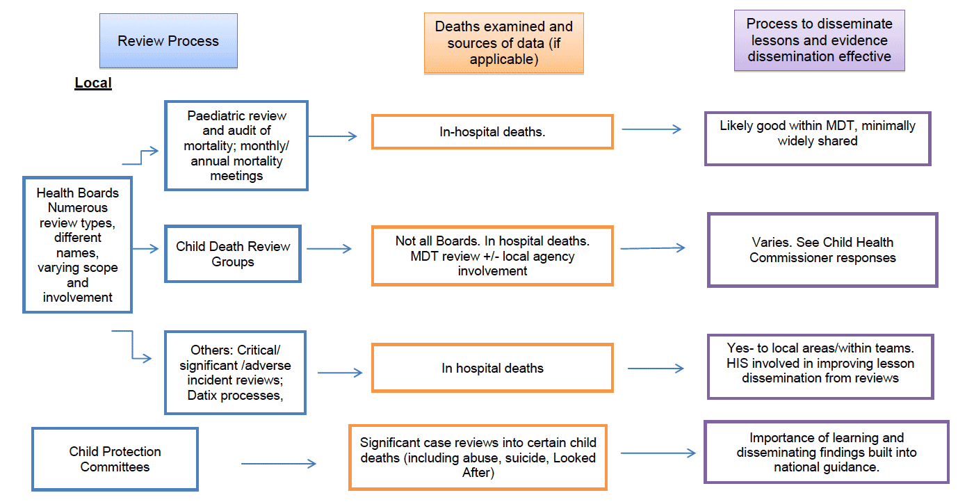 Local and National child death review processes in Scotland diagram