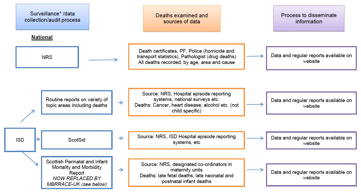 National child death data collection and surveillance systems including audit diagram