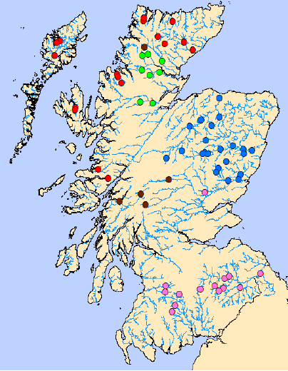 Figure 8 Map showing the regional groupings of sites as defined by K-means clustering