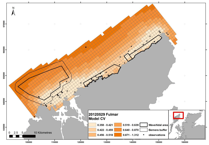 Figure 103 – May fulmar coefficient of variance map from digital aerial survey