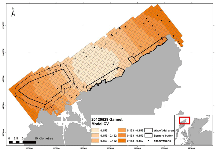 Figure 105 – May gannet coefficient of variance map from digital aerial survey
