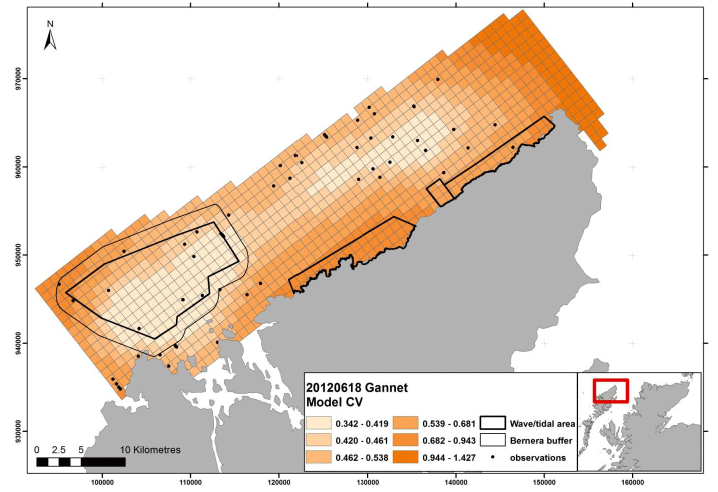 Figure 111 – June gannet coefficient of variance map from digital aerial survey