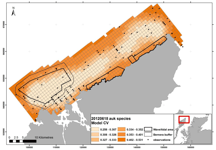 Figure 113 – June auk coefficient of variance map from digital aerial survey