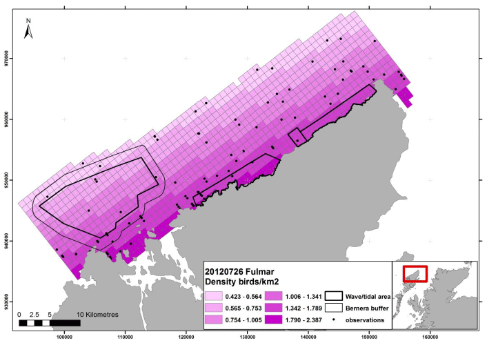 Figure 114 – July fulmar density surface model from digital aerial survey