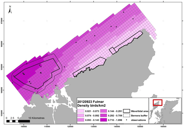 Figure 120 - September fulmar density surface model from digital aerial survey