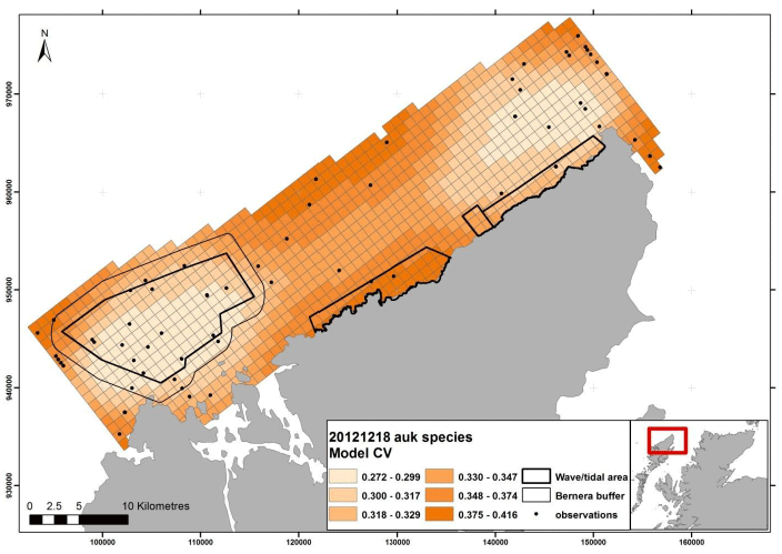 Figure 131 - December auk coefficient of variance map from digital aerial survey