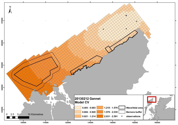 Figure 135 - February gannet coefficient of variance map from digital aerial survey