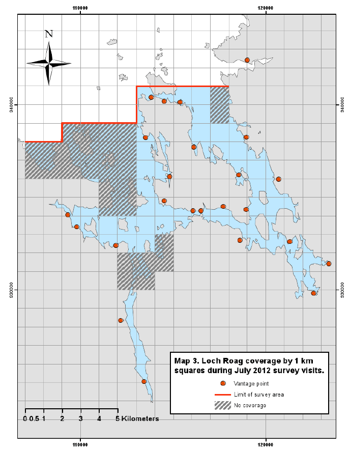 Figure 86 - Loch Roag coverage by 1km squares during the July 2012 survey visit