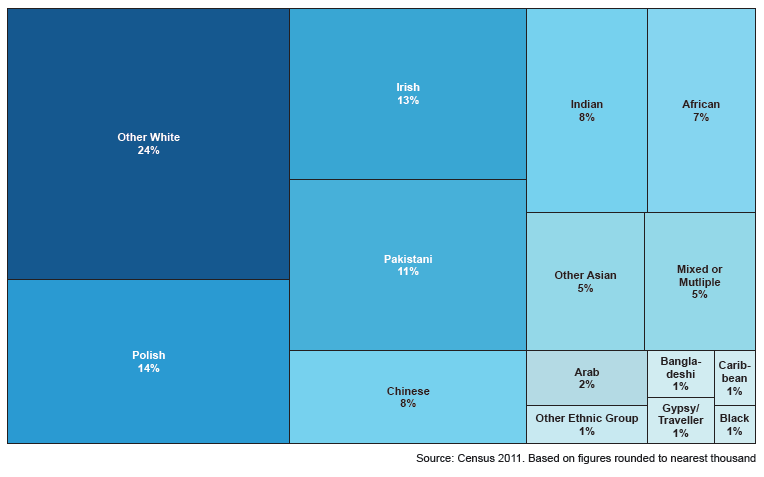 Relative size of ethnic groups in Scotland 2011