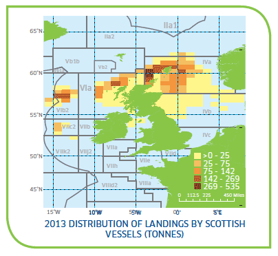 2013 Distribution of Landings by Scottish Vessels (tonnes)