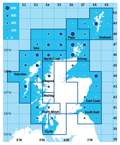 Creel Fishery Assessment Areas and Scottish Brown Crab Landings (tonnes) In 2013.