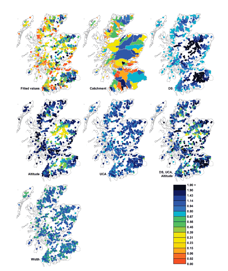 Maps showing the modelled effects of covariates