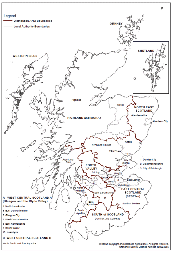 Map of Distribution Area and Local Authority Boundaries