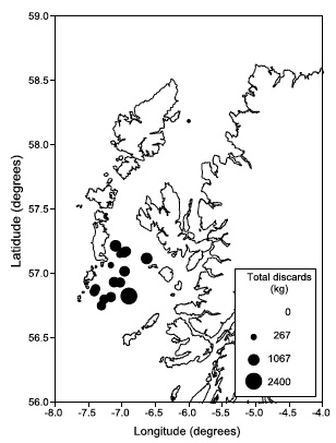 Figure 1: Reported locations and quantities of spurdog caught from Nov. 2013 – Feb 2014.