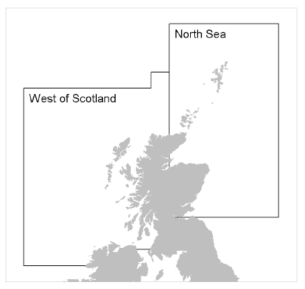 Figure 1: North Sea and West of Scotland D9 sampling areas