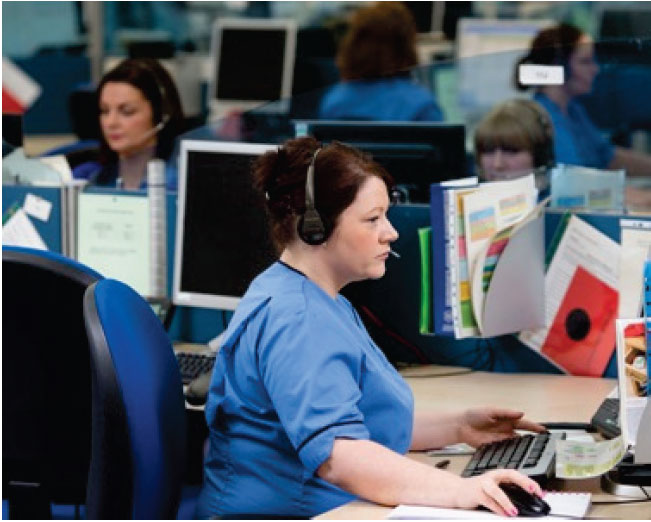 Nursing staff, part of a multidisciplinary team at NHS 24, Norseman House
