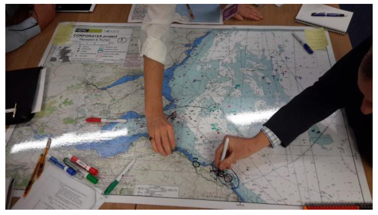 Image 2. Stakeholders incorporating their knowledge onto existing spatial information for the Firth of Forth region.