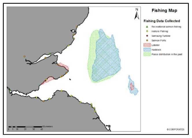 Figure 3. Fishing Sector Map. Representing information about commercially fished species that is not currently on the publicly available maps of scallop and nephrops fisheries.