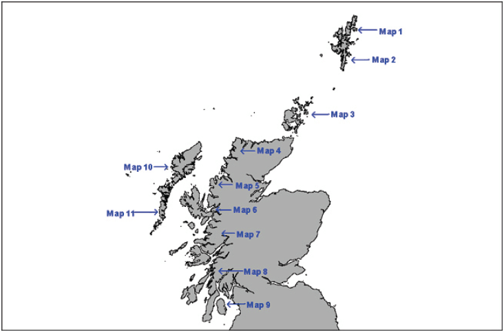 Figure 2: Map of locations of Scottish FMA group maps
