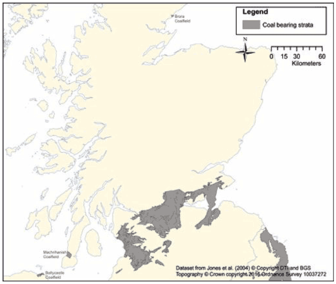 Fig. 1 Map of Scottish Coalfields – with thanks to BGS 
