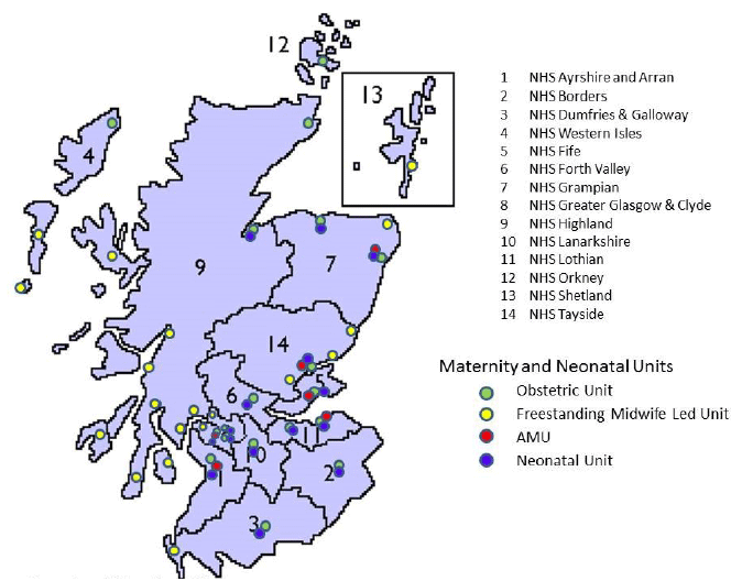 Figure 4: Maternity and Neonatal Services in Scotland by area