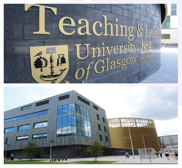 External views of the new Teaching and Learning Centre at the Queen Elizabeth University Hospital.